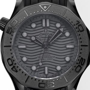 Alternative view of BO Factory Omega Seamaster 300M Jet Black Diver Watch Arrives! The most authentic replica version on the market—welcome to appreciate! ▪️Authentic 43.50mm size, monobloc ceramic case. Case, bezel, and wave-patterned dial crafted from black zirconia [ZrO2] technology. Bezel rotates smoothly with excellent water resistance!▪️Skeletonized hands and the 12 o'clock position on the bezel feature Super-LumiNova® luminous coating! Exceptional color intensity! ▪️Exclusively customized 8806 integrated movement, matching the original in texture, structure, balance wheel position, and skeletonization! The beauty of its operation is clearly visible. ▪️Utilizing mature etching techniques, logo details and engravings on the case back are flat, sharp, and aesthetically pleasing!